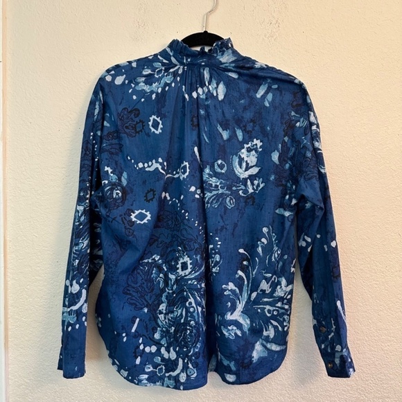 ANTHROPLOGIE PILCRO Womens S The Tavi Ruffled Buttondown Top Shirt Floral Beach - Picture 3 of 16